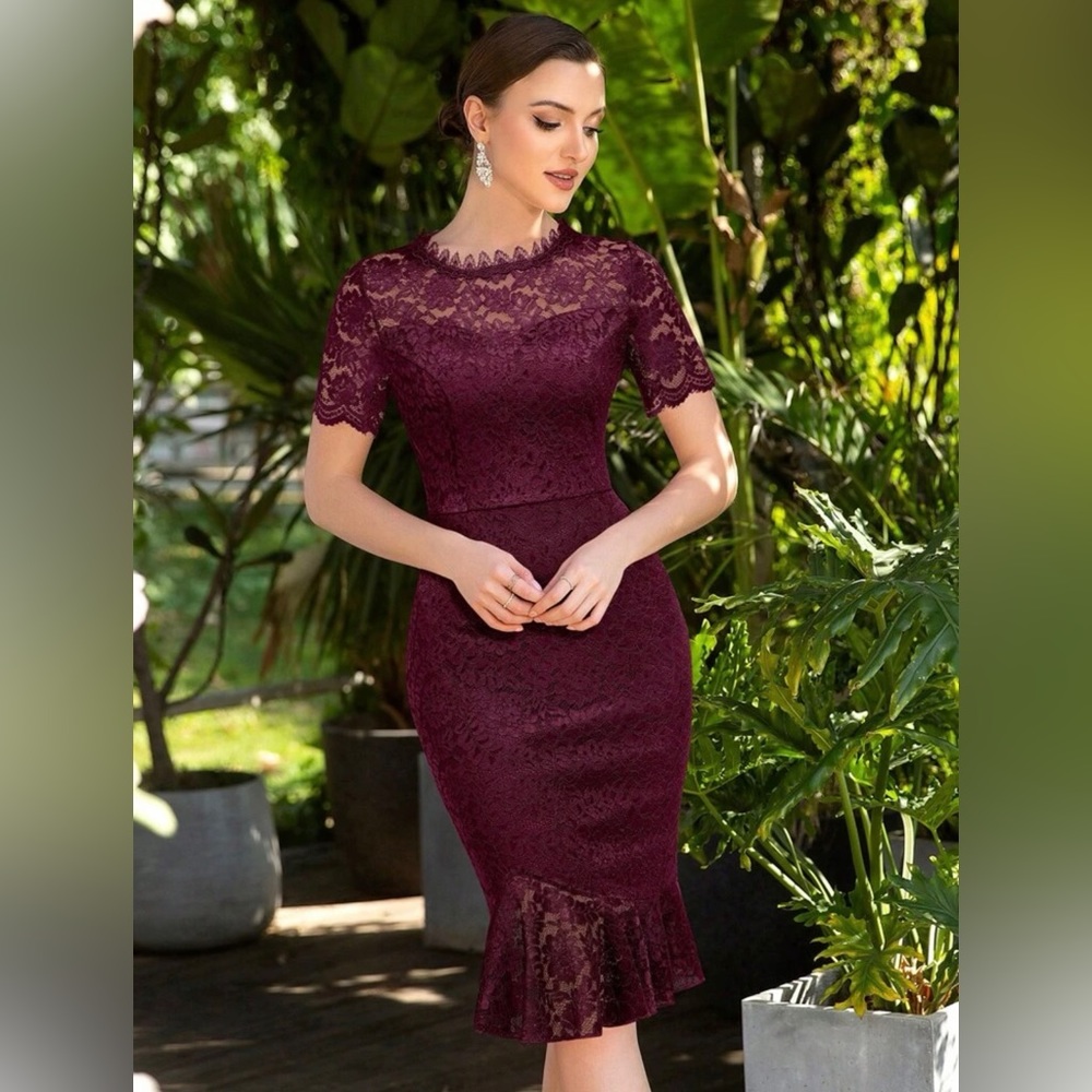 MIUSOL Mermaid Hem Full Floral Lace Cocktail Party
Bodycon Dress
